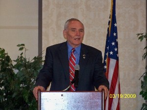 James Donahoe, founder of the Fisher House Foundation, shares the organization's efforts during his presentation at the March meeting.